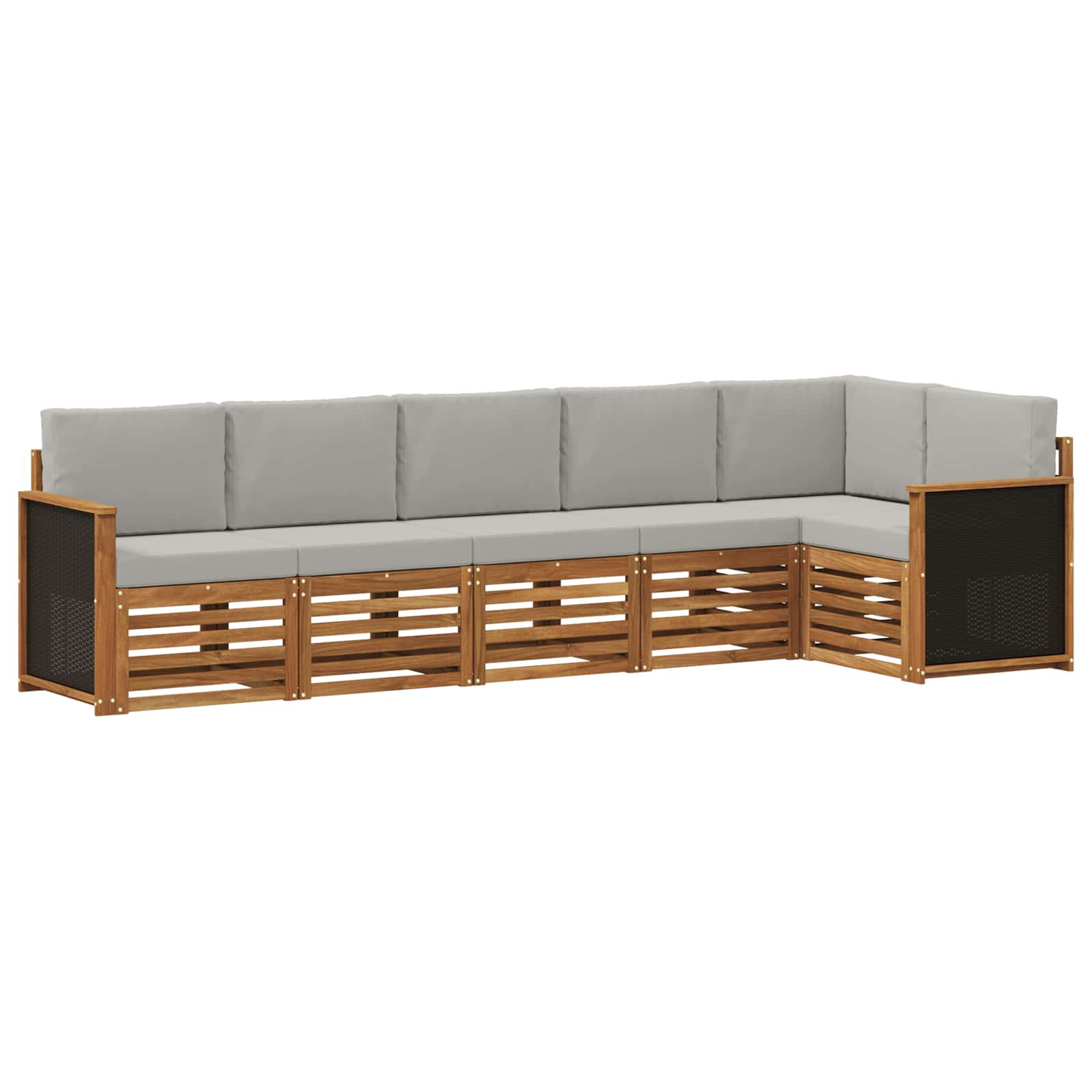 Ensemble de canapé d'angle 5 pcs naturel et gris clair