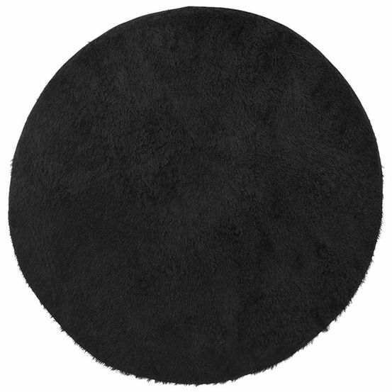Tapis shaggy à poils longs navarra noir 160x160 cm polyester