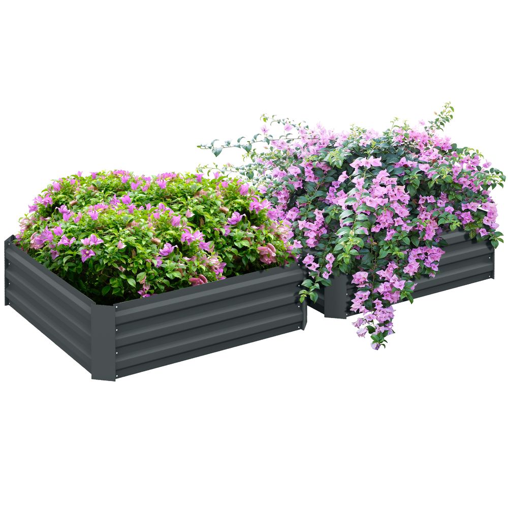 Lot 2 carrés potagers acier jardin potager sans fond 100x100x30cm gris foncé