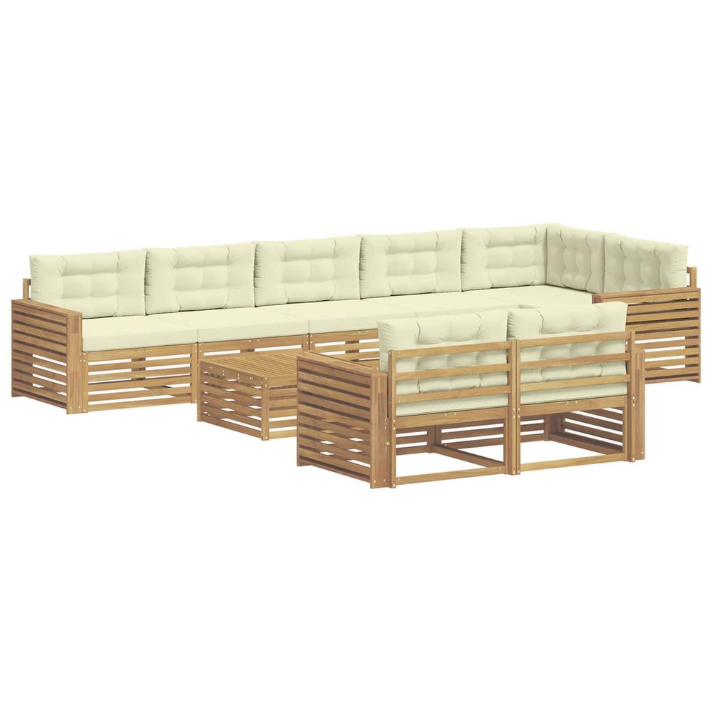 Ensemble de canapés d'extérieur 9 pc blanc et crème polyester