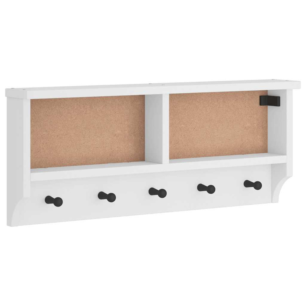 Porte-manteau mural sandnes blanc 87x12x35 cm bois massif pin