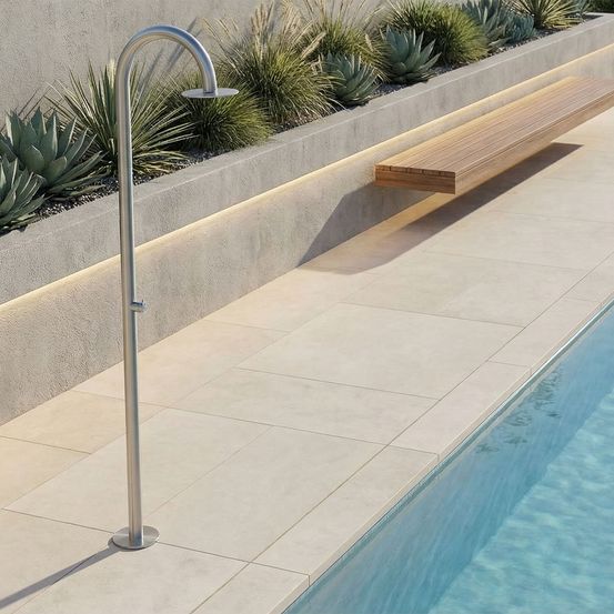 Douche de piscine a eau froide en acier inox 316l sined doccia palau