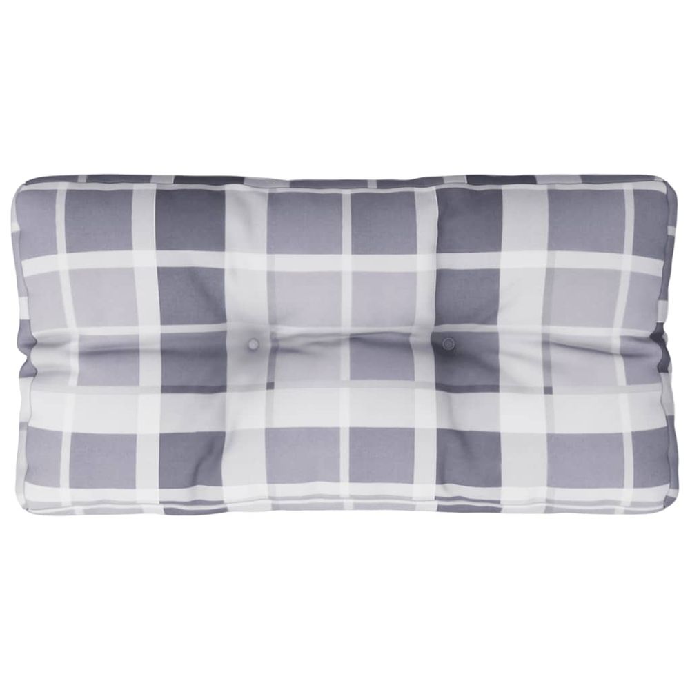 Coussin de palette motif à carreaux gris 70x40x12 cm tissu
