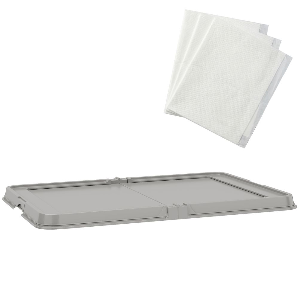 Toilette pliable pour chien pp 86x62 cm grise avec tapis absorbants intérieur - comfortxl outdoor living