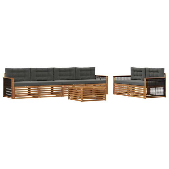 Ensemble de canapés d'extérieur 7 pcs naturel et anthracite