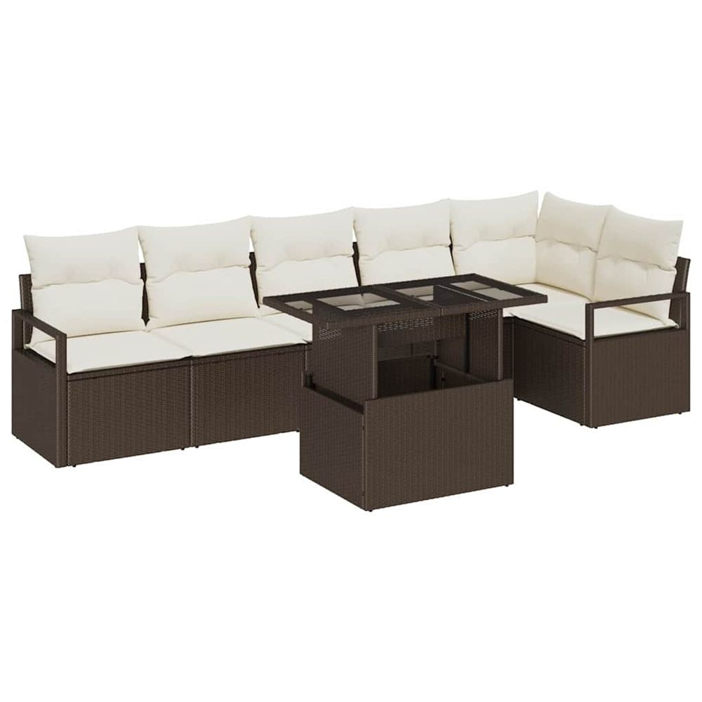Ensemble de canapé de jardin 7 pc marron poly rotin
