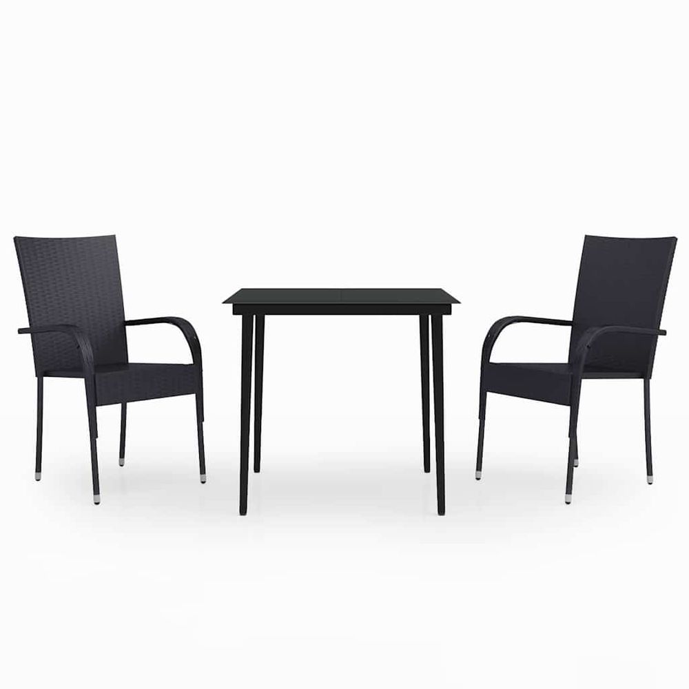 Ensemble à manger de jardin 3 pcs noir