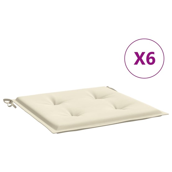 Coussins de chaise de jardin 6 pcs crème 40x40x3cm tissu oxford