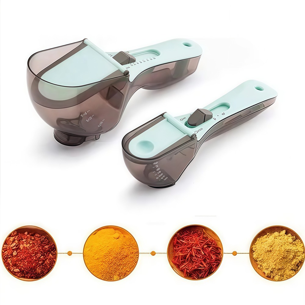 Ensemble de 2 cuillères à mesurer réglables en plastique - nouvelle tendance gadgets de cuisine à succès de la boutique en ligne