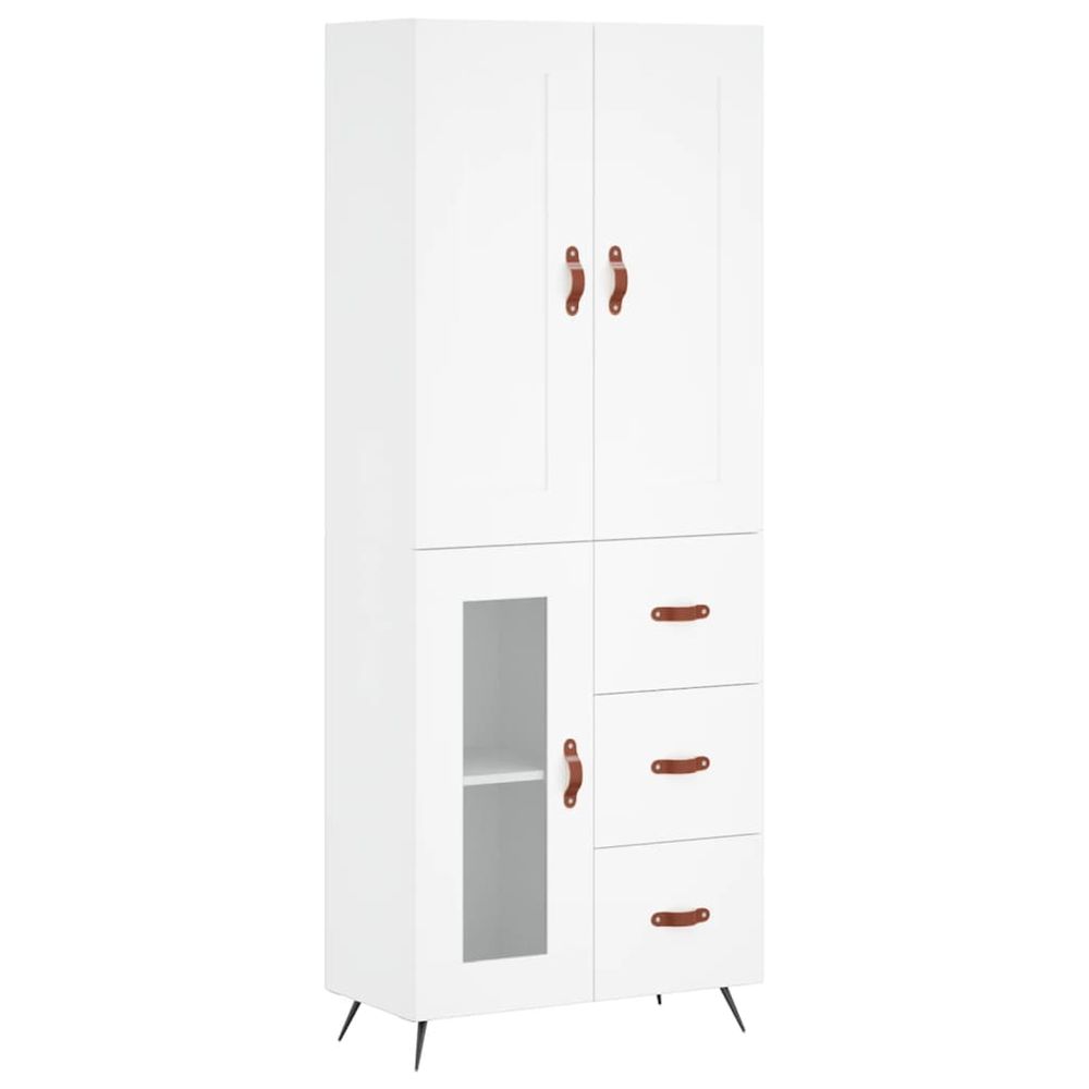 Buffet haut blanc 69,5x34x180 cm bois d'ingénierie