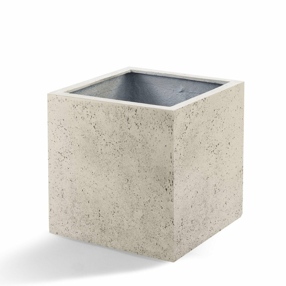 Pot grigo cube blanc antique 60 cm