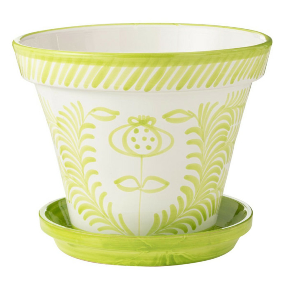 Pot avec soucoupe en céramique 