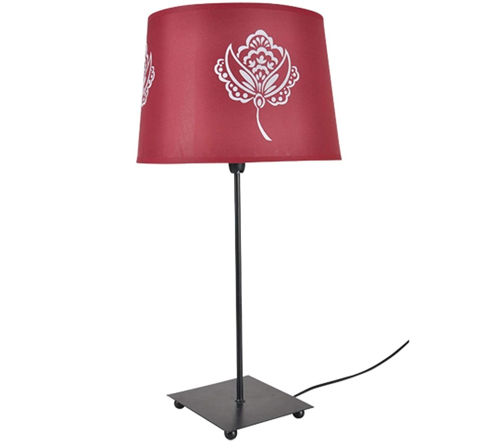 Lampe metal fleur rose