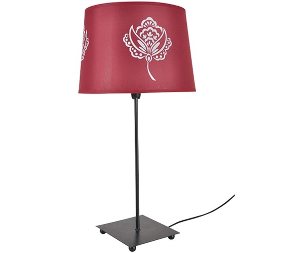 Lampe metal fleur rose