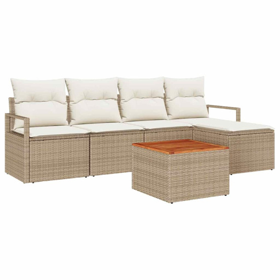 Ensemble de canapé de jardin 6 pcs beige et blanc