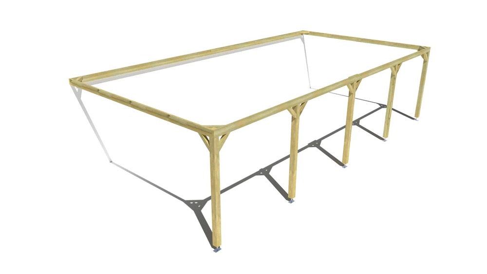Pergola bois • 10m x 5m • adossée • cadre simple • livraison comprise