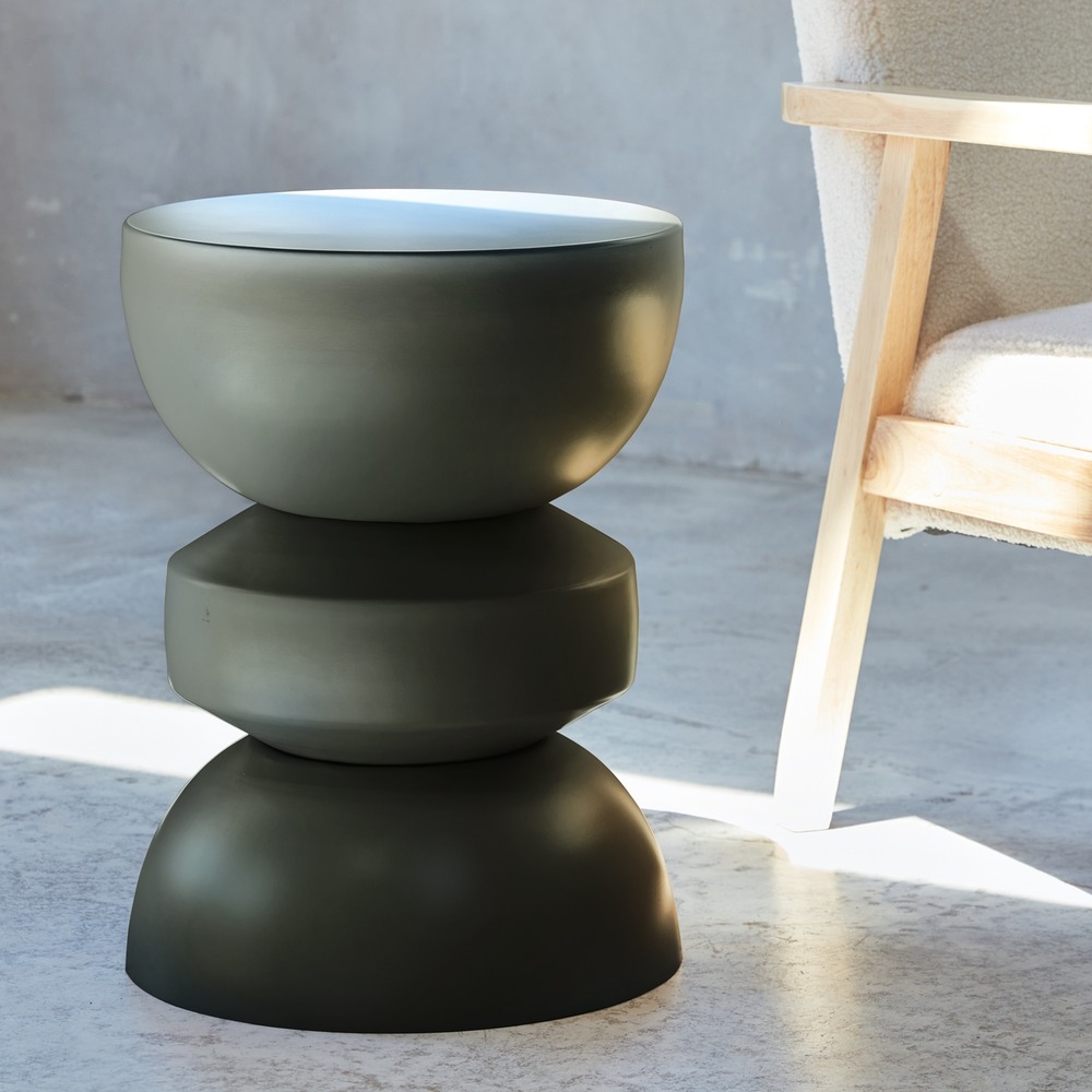 Table d'appoint. Bout de canapé. Table de chevet en métal. Noir. Assa. Ø32 x h 44.5cm