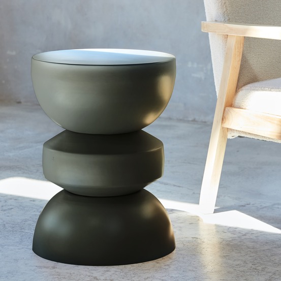 Table d'appoint. Bout de canapé. Table de chevet en métal. Noir. Assa. Ø32 x h 44.5cm