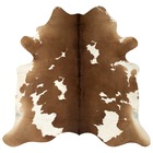 Tapis en peau de vache véritable marron et blanc 150 x 170 cm