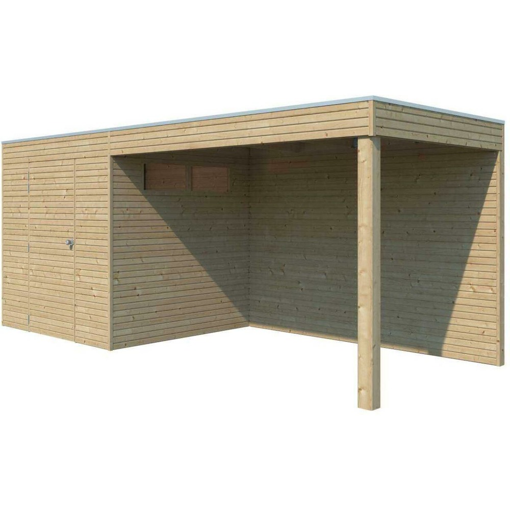 Abri de jardin 210 x 210 cm qube abri avec extension et plancher