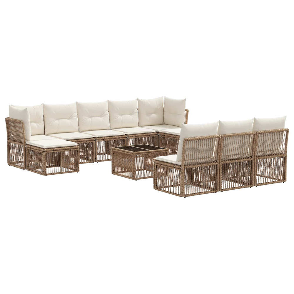 Ensemble de canapé de jardin 11 pcs beige polyrotin