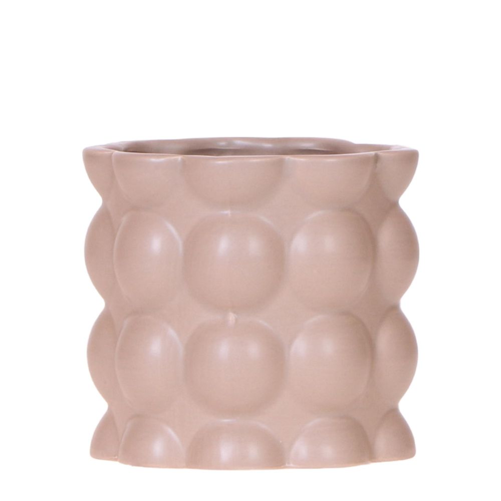 Cache-pot céramique mat texture bulles - douceur cosy - pot de 9cm - sable