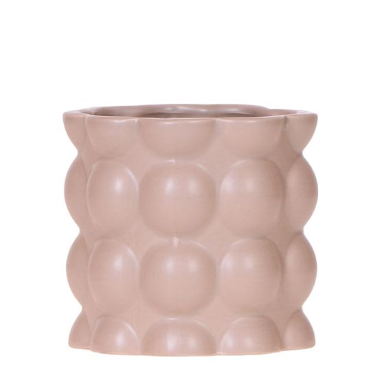 Cache-pot céramique mat texture bulles - douceur cosy - pot de 9cm - sable