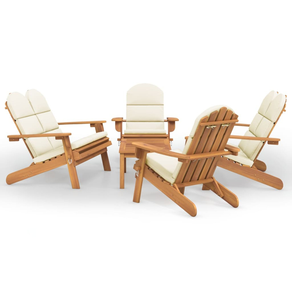 Ensemble de salon de jardin adirondack 5 pcs bois acacia solide