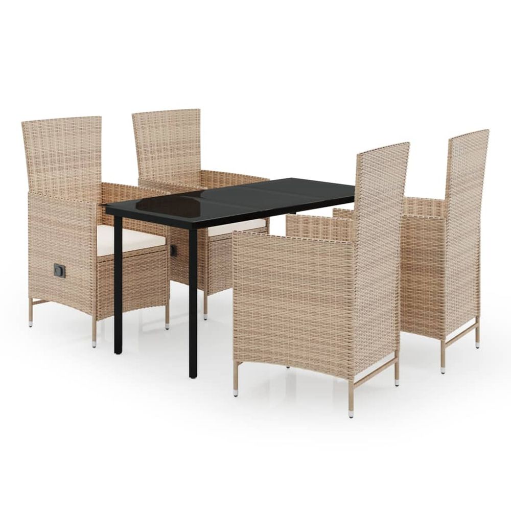 Ensemble à manger de jardin avec coussins 5 pcs beige