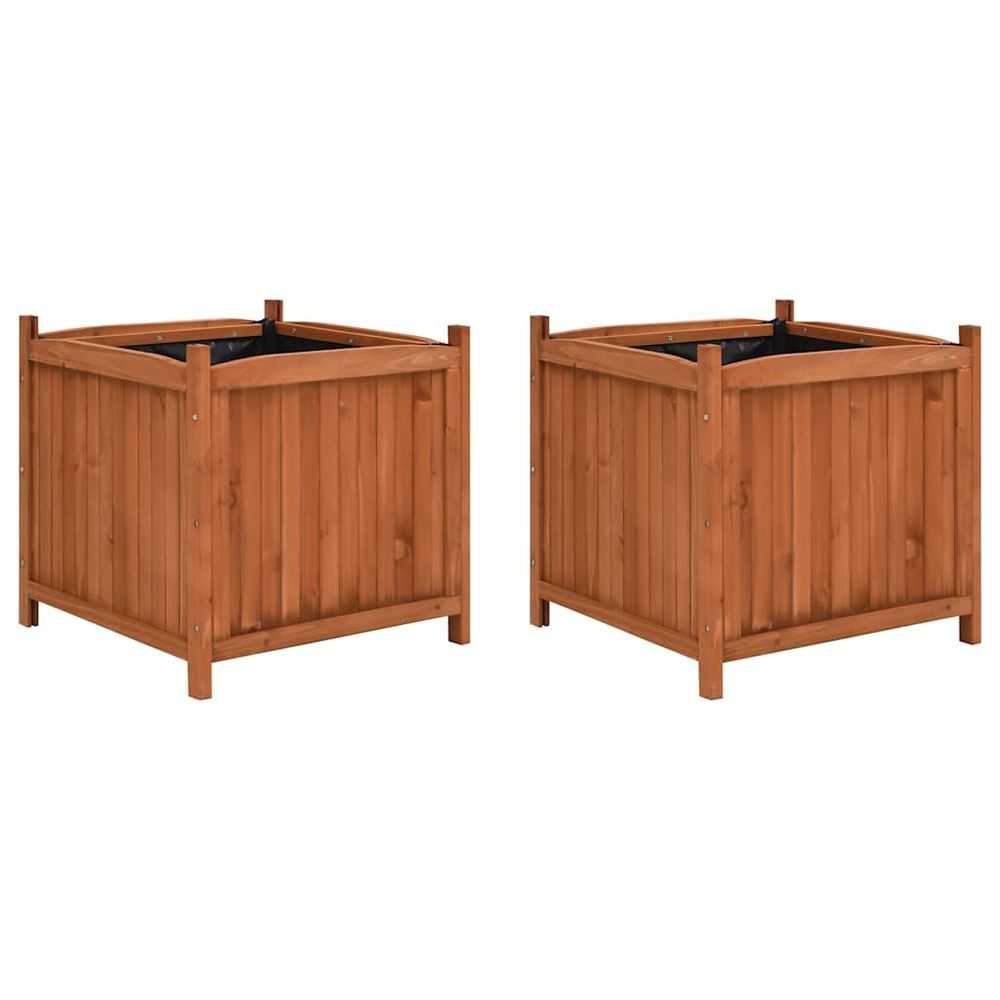 Lot de 2 carrés potagers bois de sapin pour jardin terrasse 50x50x50 cm