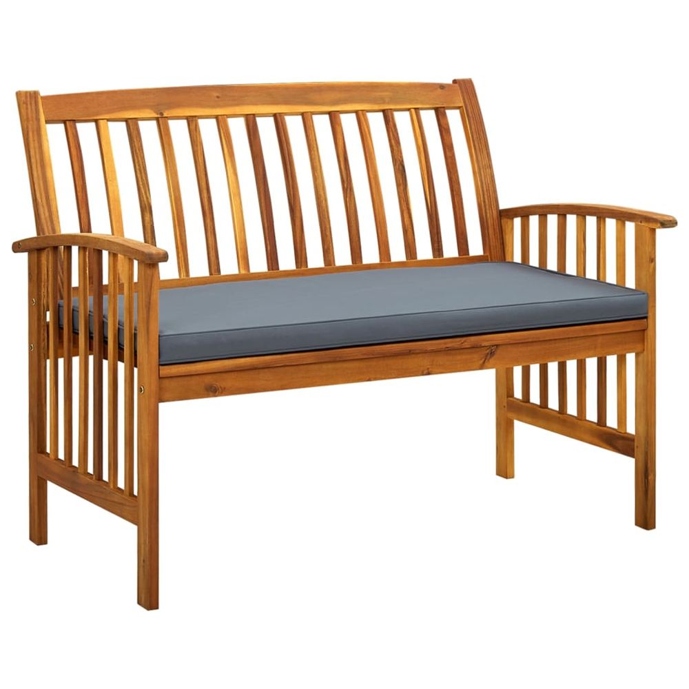 Banc de jardin avec coussin 119 cm bois solide d'acacia
