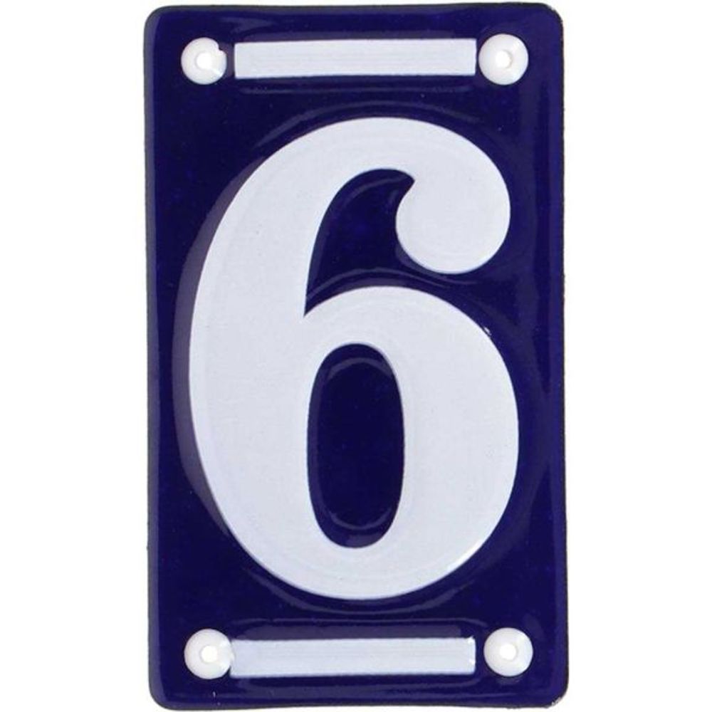 Numéro de maison en fer émaillé chiffre 6