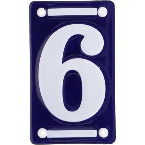 Numéro de maison en fer émaillé chiffre 6