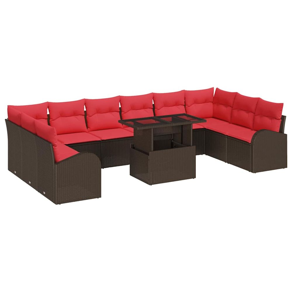 Ensemble de canapé de jardin 11 pc 10-nombre de places marron