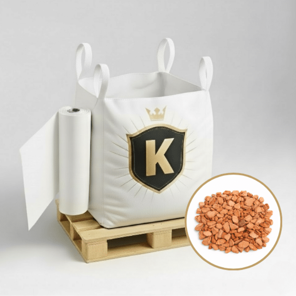 Kit graviers orange + géotextile = 1 big bag gravier brique taronja 14/20 1.5t + 1 géotextile 25m2