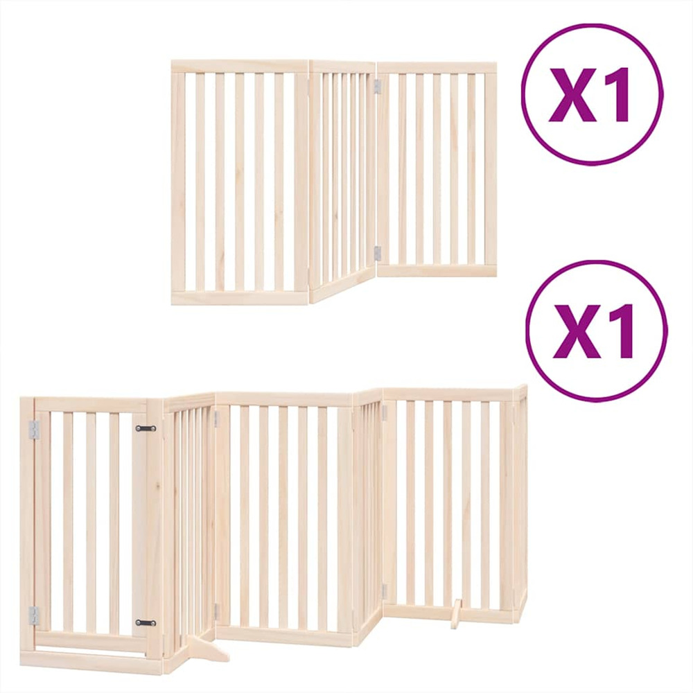 Barrière pour chiens avec porte pliable 9panneaux bois peuplier