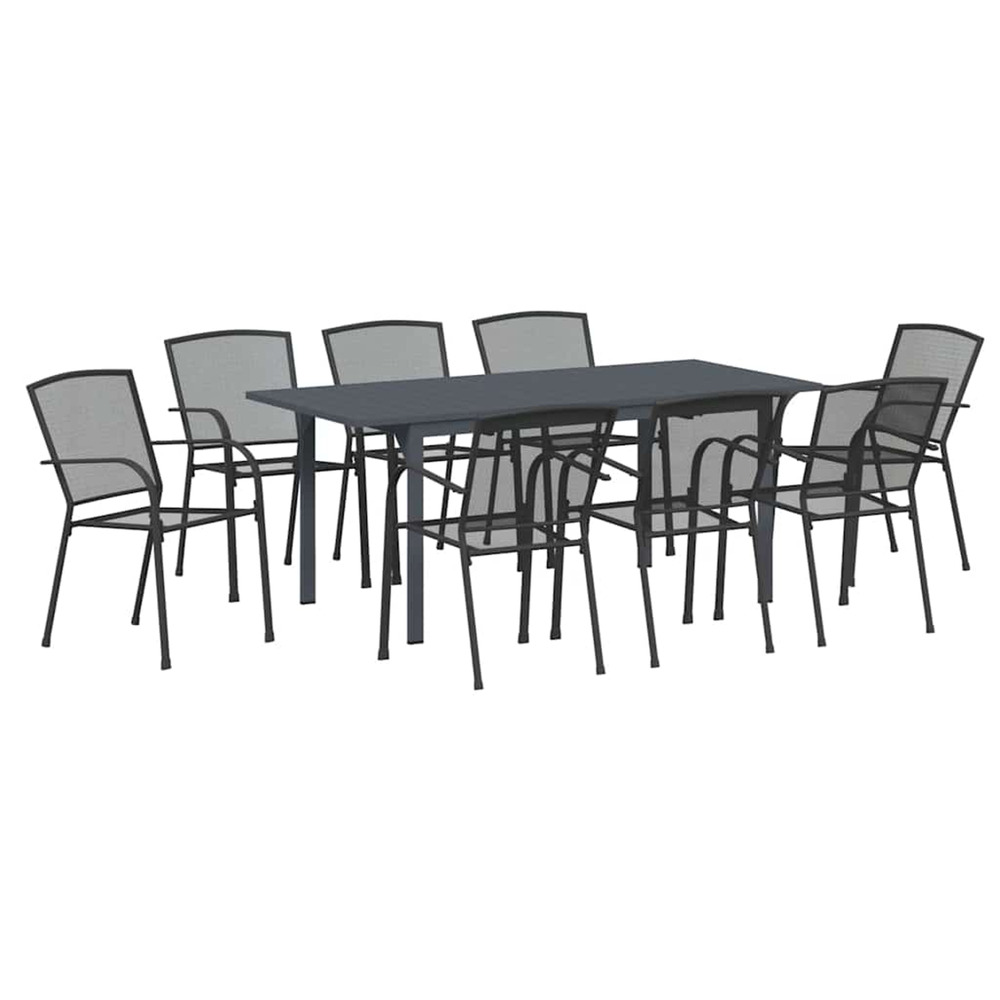 Ensemble de salle à manger pour jardin 9 pcs anthracite