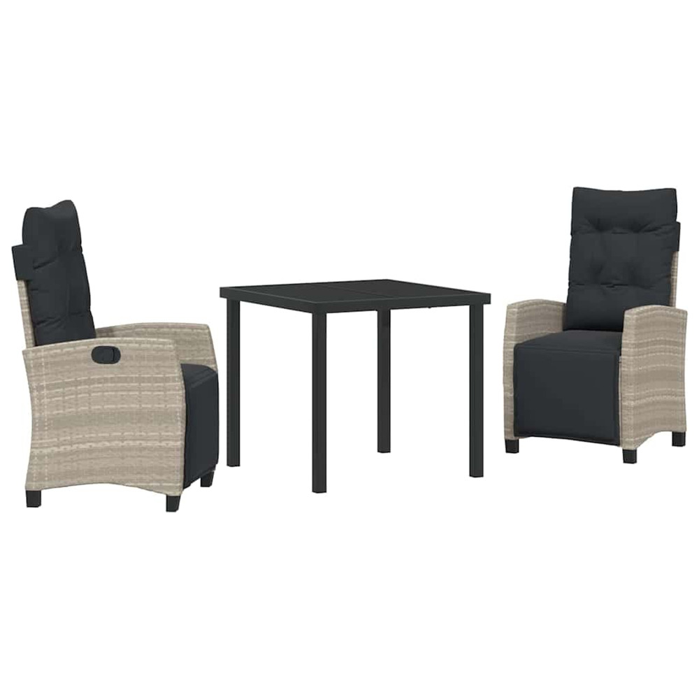 Ensemble de salle à manger pour jardin 3 pcs gris clair