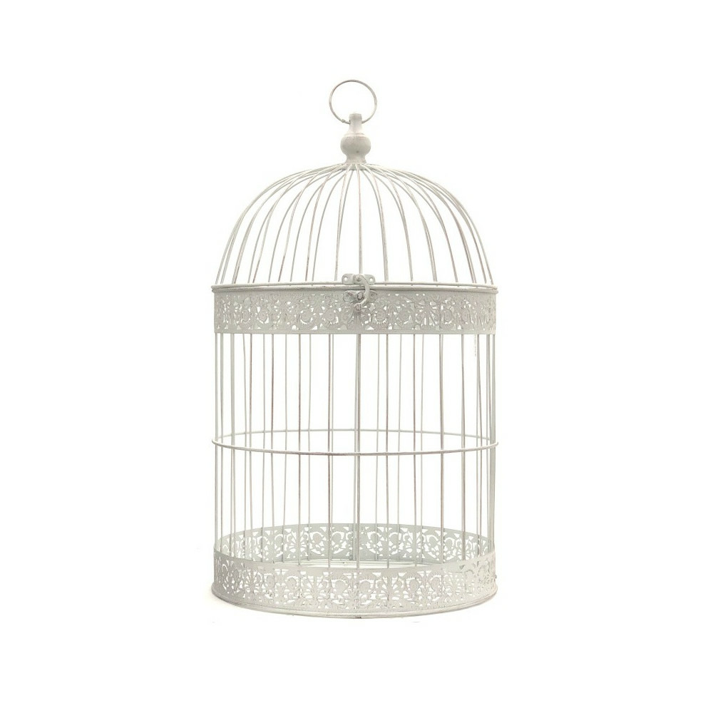 Cage à oiseaux ronde blanche gm
