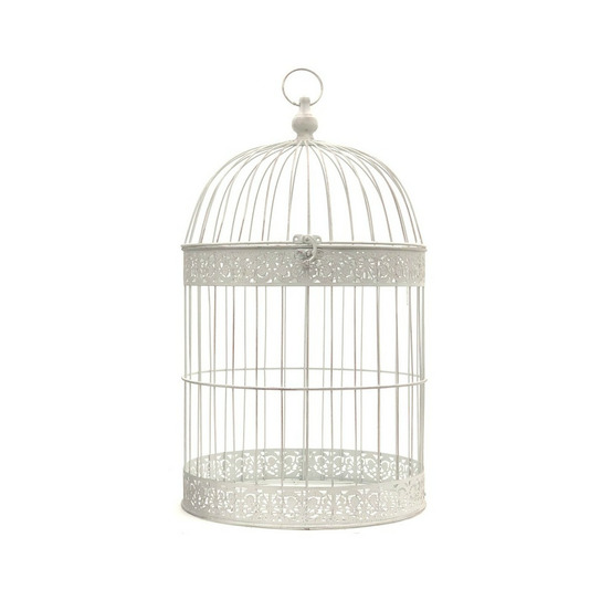 Cage à oiseaux ronde blanche gm