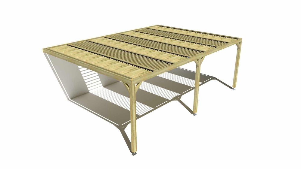 Pergola bois • 7m x 5m • adossée • sens profondeur • lames orientables bioclimatiques incluses • livraison comprise