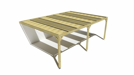 Pergola bois • 7m x 5m • adossée • sens profondeur • lames orientables bioclimatiques incluses • livraison comprise