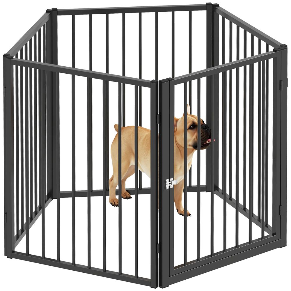 Parc pour chien acier intérieur et extérieur 5 panneaux modulables 180x60x76cm noir