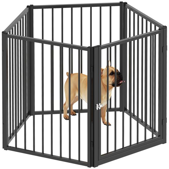 Parc pour chien acier intérieur et extérieur 5 panneaux modulables 180x60x76cm noir
