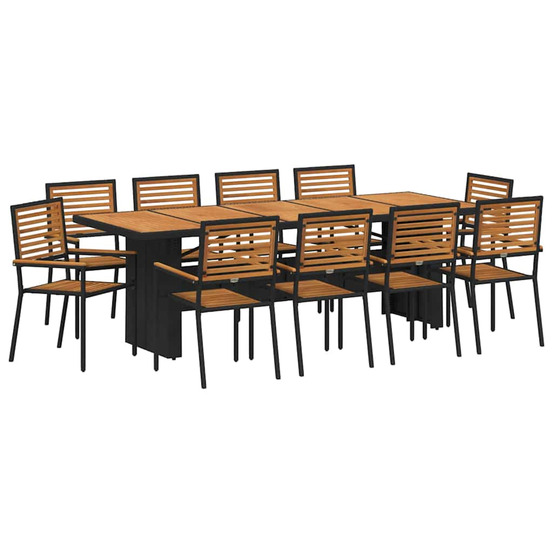 Ensemble de salle à manger pour jardin 11 pcs noir et marron