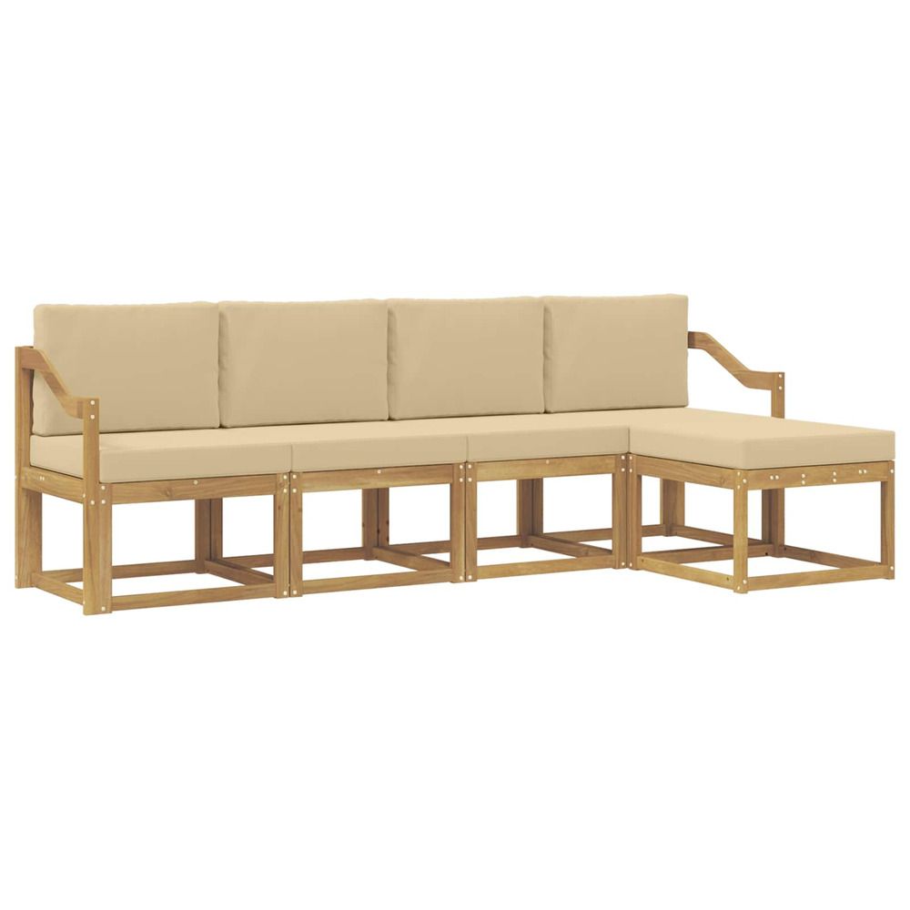Ensemble de canapés d'extérieur 5 pc blanc et beige