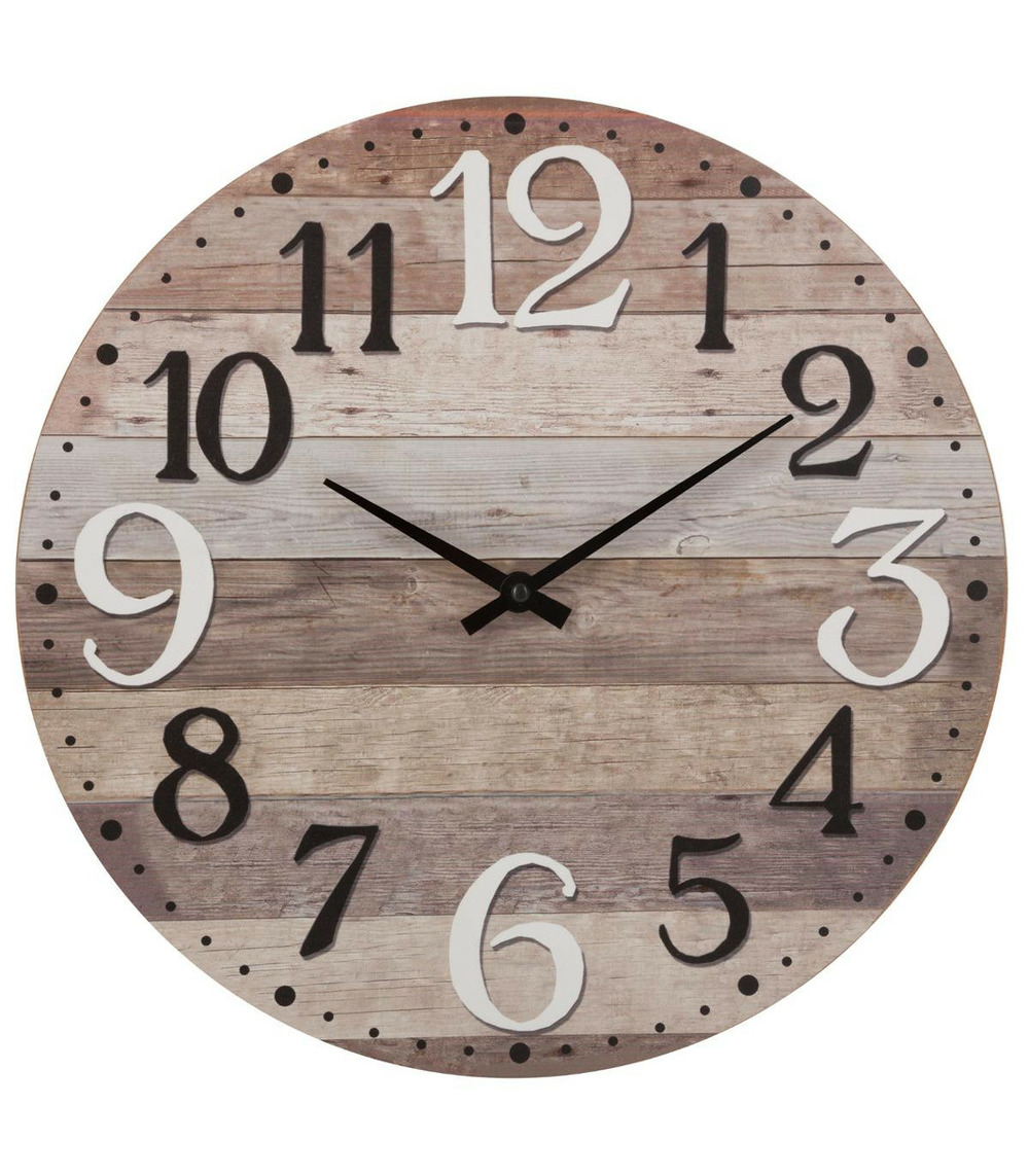 Pendule murale en bois aspect vieilli d 38 cm