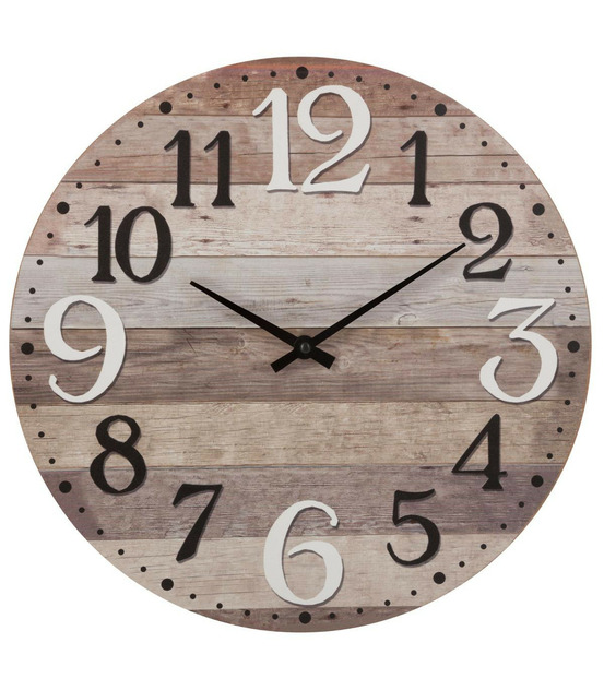 Pendule murale en bois aspect vieilli d 38 cm