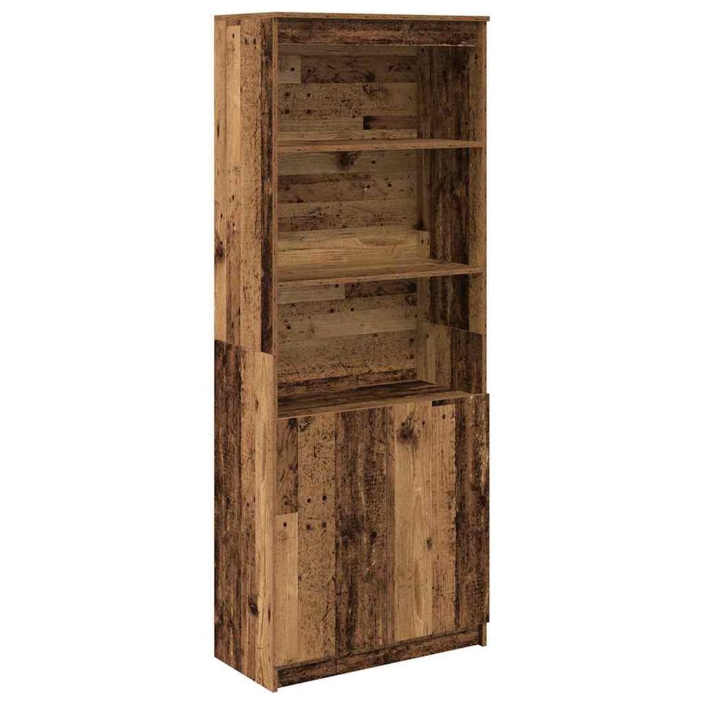 Buffet haut vieux bois 70x35x180 cm bois d'ingénierie