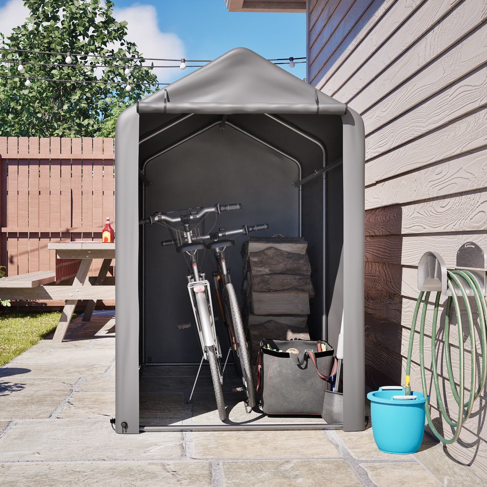 Tente de stockage abri vélo acier et pe pour jardin imperméable 187x100x160cm gris foncé - comfortxl outdoor living